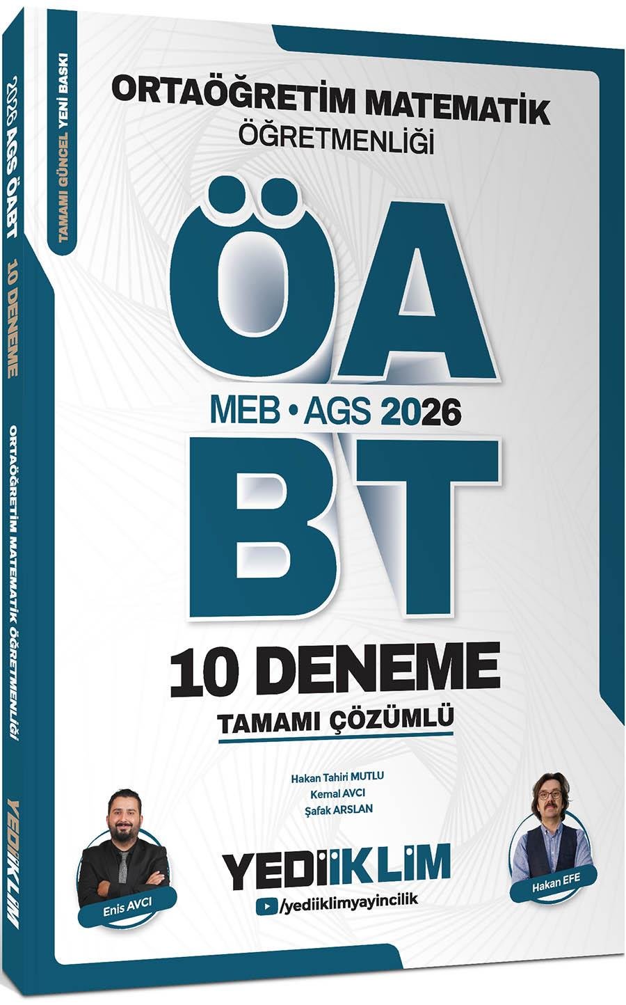 Yediiklim MEB AGS ÖABT 2026 Ortaöğretim Matematik Öğretmenliği Tamamı Çözümlü 10 Deneme
