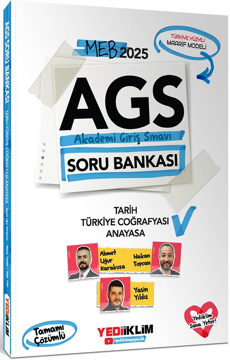 Yediiklim Milli Eğitim Bakanlığı AGS Tarih Türkiye Coğrafyası ve Anayasa Tamamı Çözümlü Soru Bankası