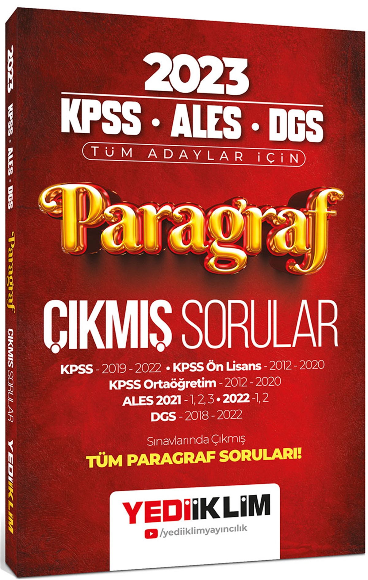 Yediiklim Yayınları 2023 KPSS ALES DGS Paragraf Çıkmış Sorular
