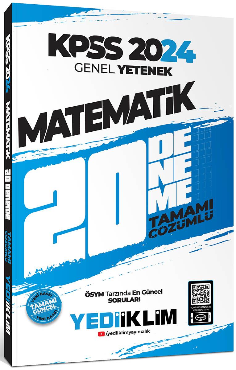 Yediiklim Yayınları 2024 KPSS Genel Yetenek Matematik Tamamı Çözümlü 20 Deneme