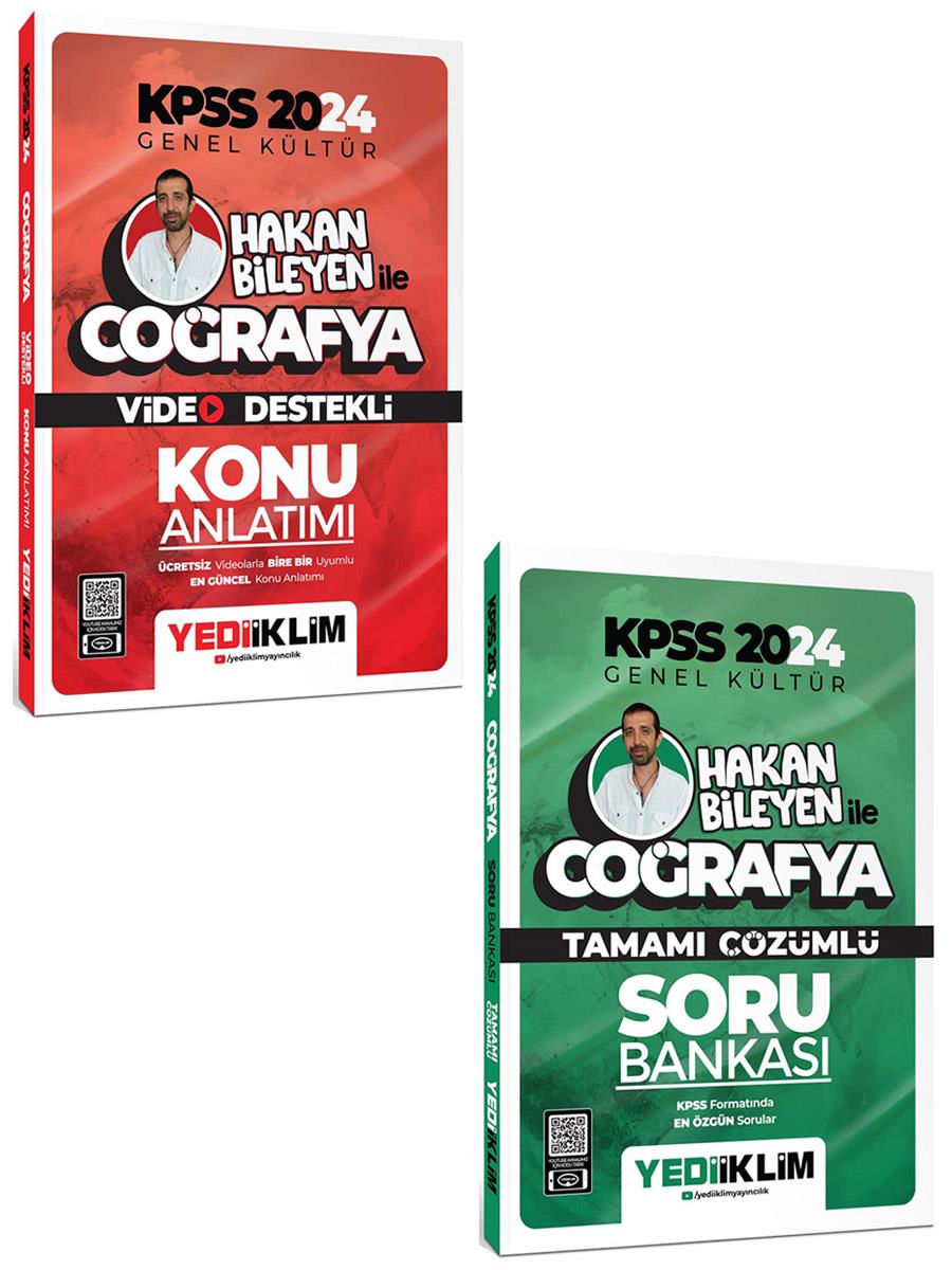 Yediiklim Yayınları 2024 Kpss Hakan Bileyen ile Coğrafya Konu ve Soru Bankası Seti