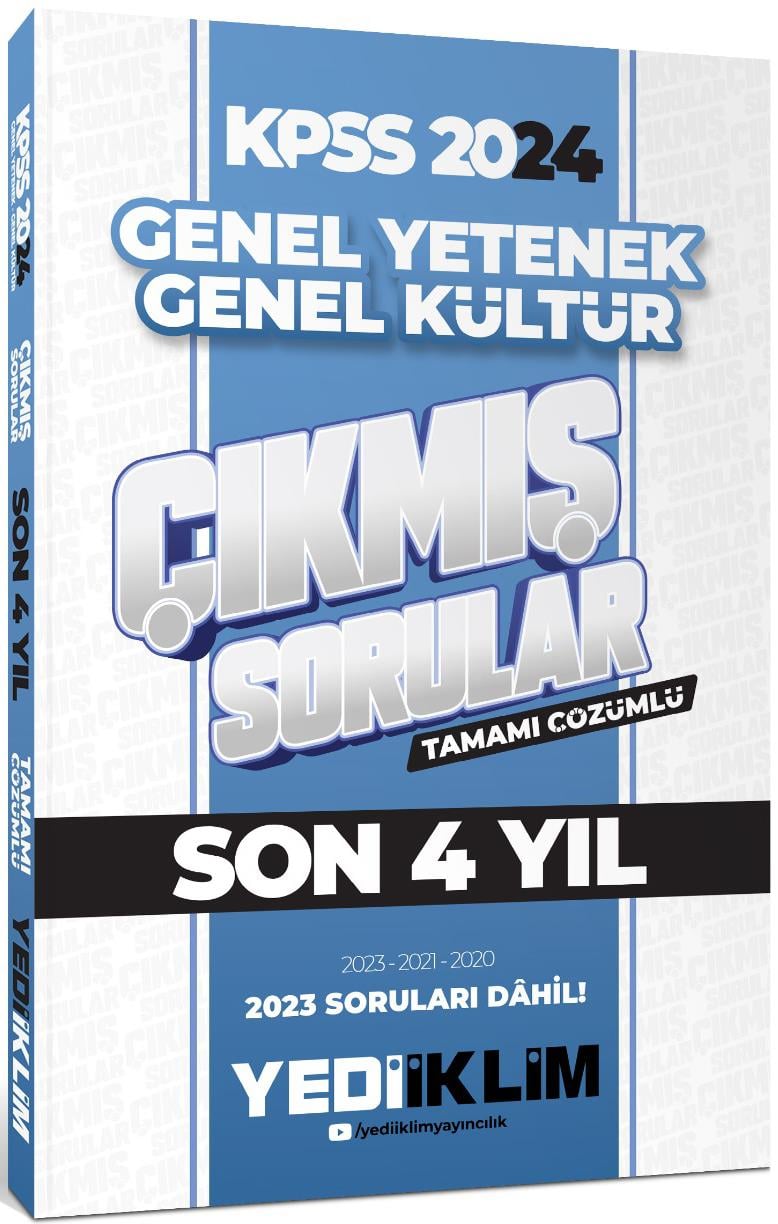 Yediiklim Yayınları 2024 KPSS Lisans Genel Yetenek Genel Kültür Son 4 Yıl Tamamı Çözümlü Çıkmış Sorular