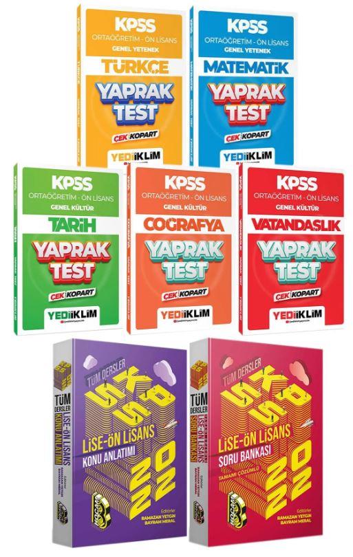 Yediiklim Yayınları 2024 Yediiklim Önlisans Yaprak Test Seti + Benim Hocam Tüm Dersler Konu-Soru