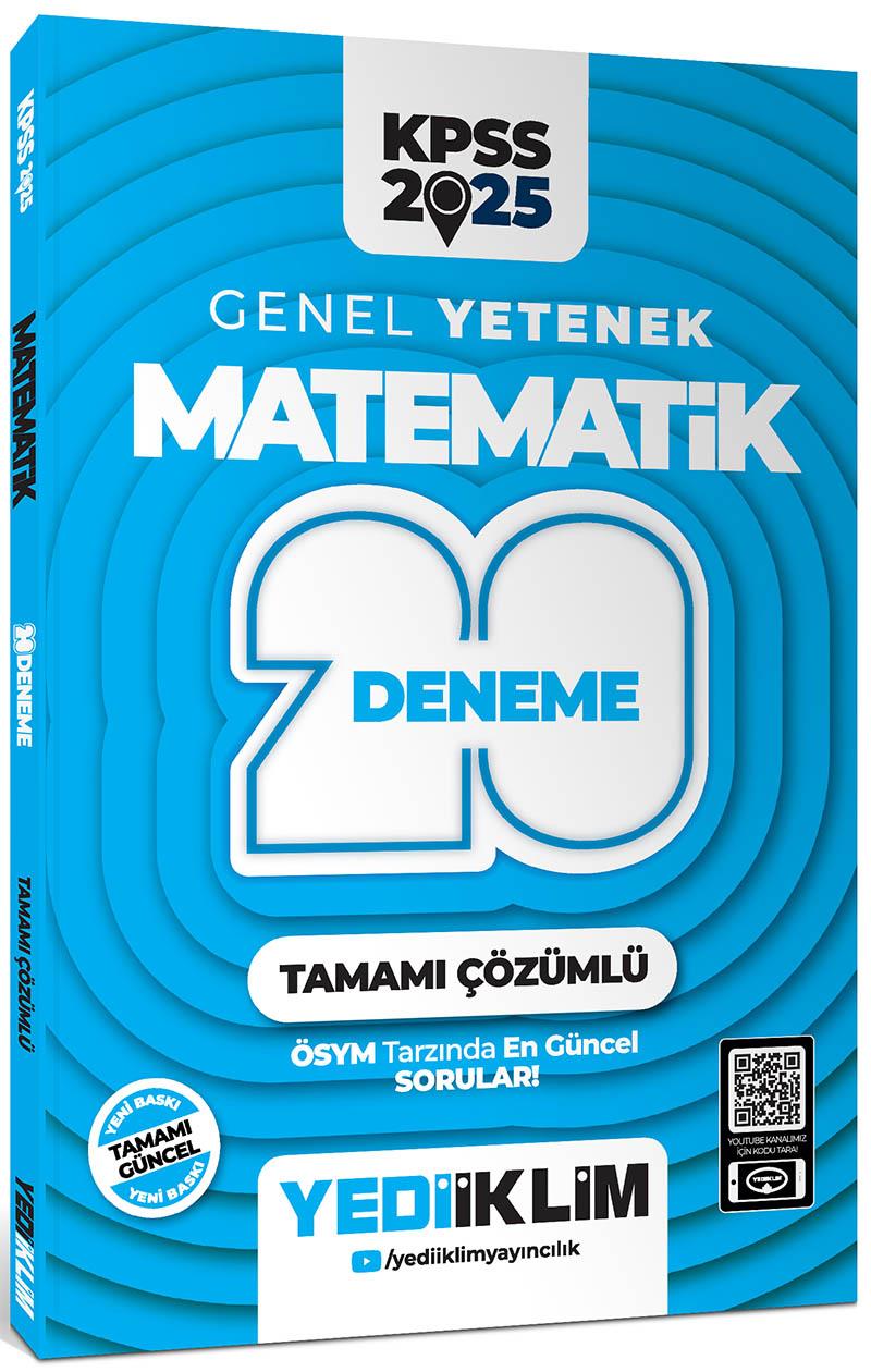 Yediiklim Yayınları 2025 KPSS Genel Yetenek Matematik Tamamı Çözümlü 20 Deneme