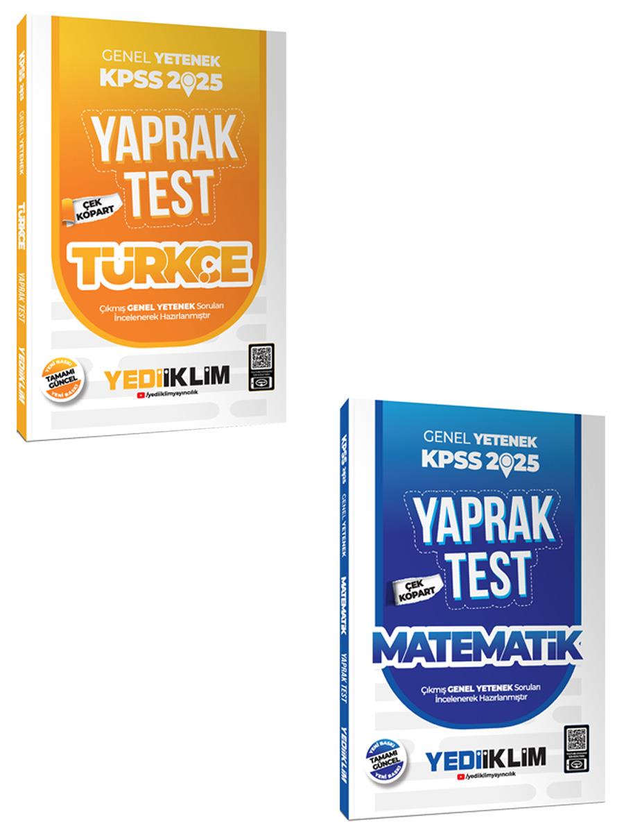 Yediiklim Yayınları 2025 KPSS Genel Yetenek Türkçe ve Matematik Yaprak Test 2 li Set