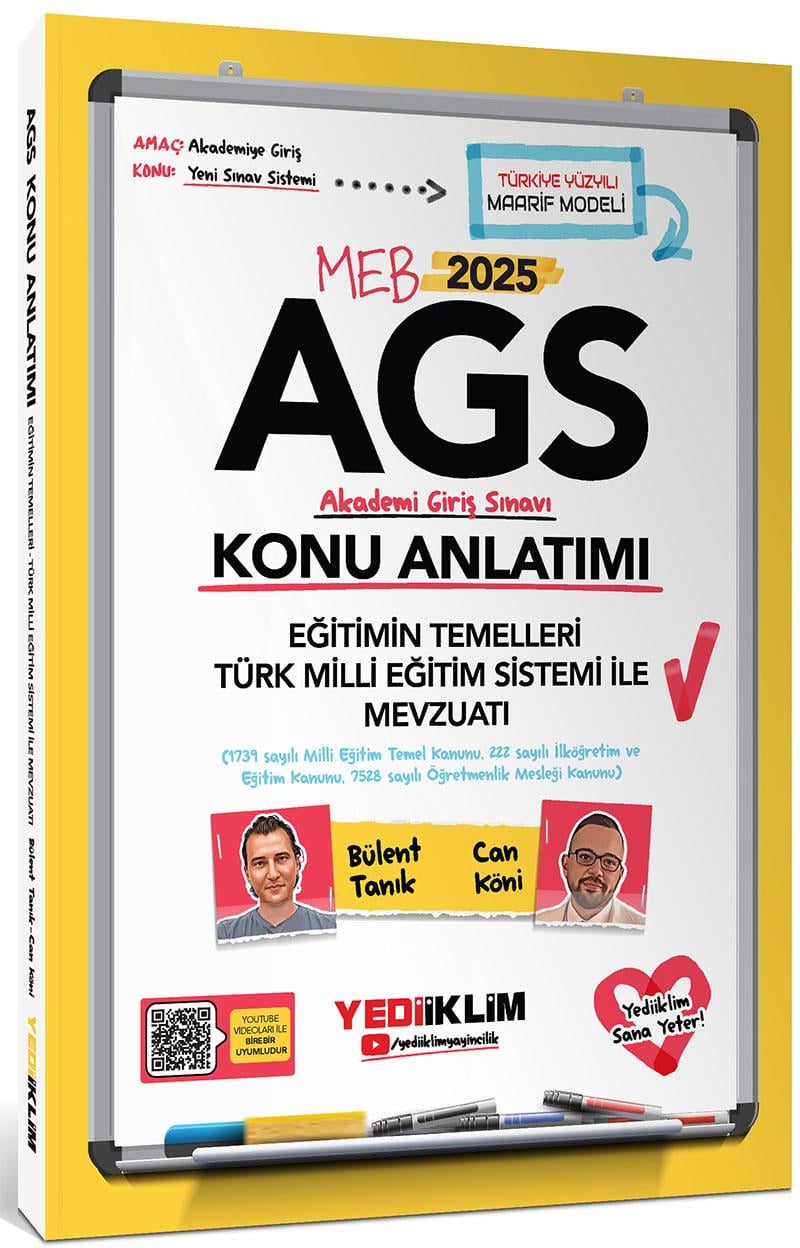 Yediiklim Yayınları 2025 MEB AGS Eğitimin Temelleri Türk Milli Eğitim Sistemi ile Mevzuatı Konu Anlatımı