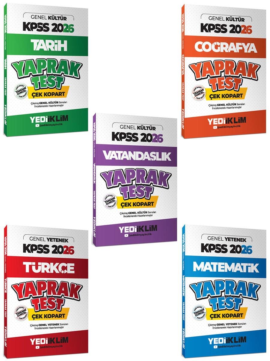 Yediiklim Yayınları 2026 KPSS Genel Yetenek Genel Kültür Çek Kopart Yaprak Test 5 li Set