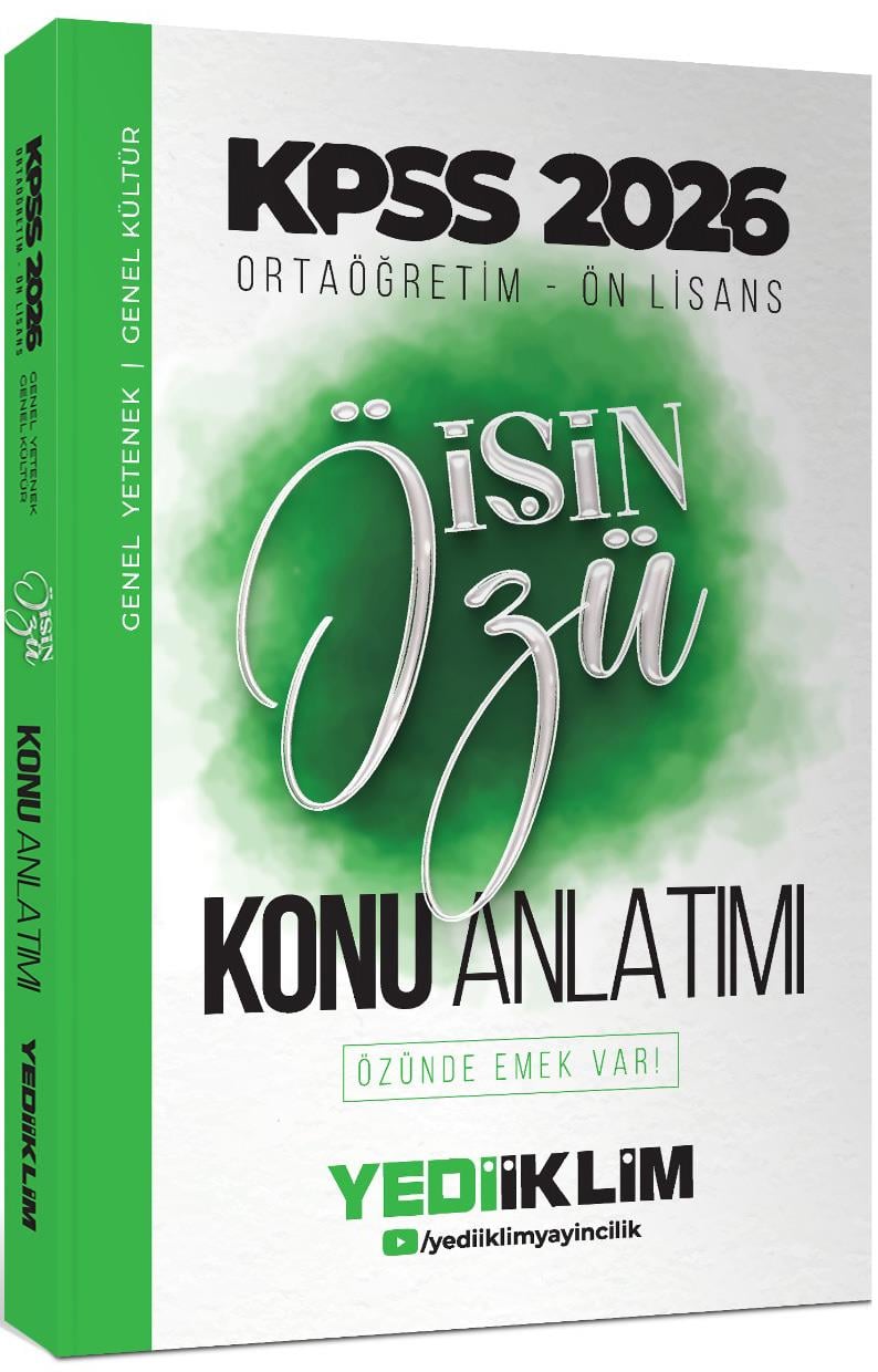 Yediiklim Yayınları 2026 KPSS Ortaöğretim Ön Lisans İŞİN ÖZÜ Tek Kitap Tamamı Renkli Konu Anlatımı