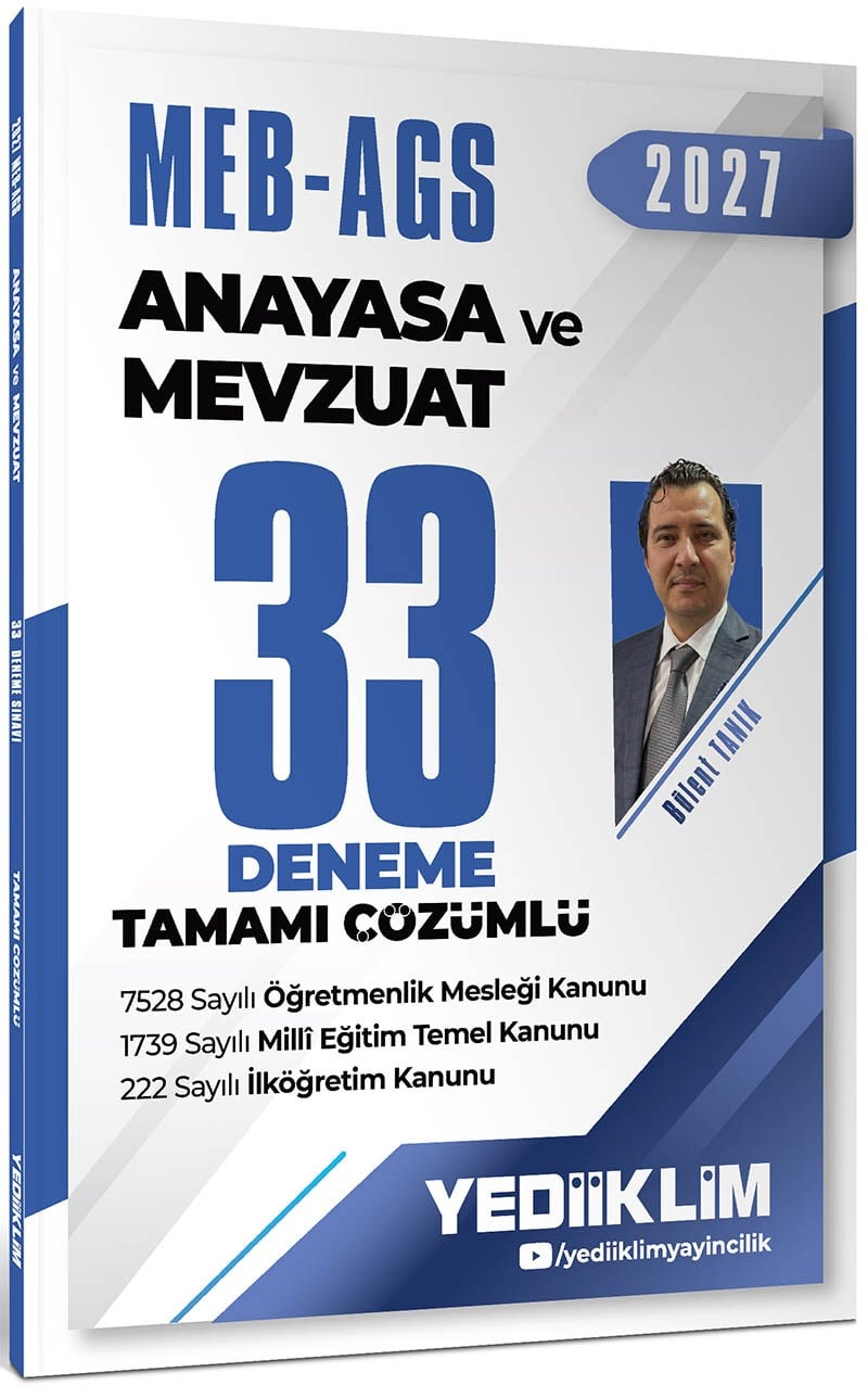 Yediiklim Yayınları 2027 MEB AGS Anayasa ve Mevzuat Tamamı Çözümlü 33 Deneme 