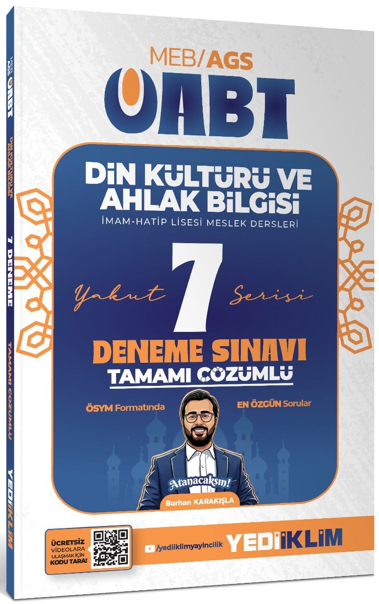 Yediiklim Yayınları 2027 MEB AGS ÖABT Yakut Din Kültürü Ve Ahlak Bilgisi Tamamı Çözümlü  7 Deneme Sınavı