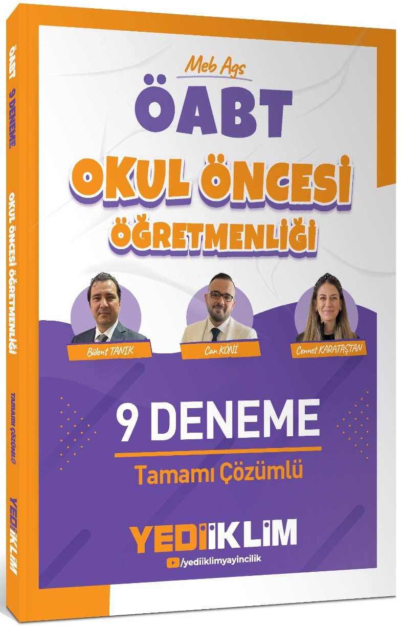 Yediiklim Yayınları 2027 MEB AGS ÖABT Okul Öncesi Öğretmenliği Tamamı Çözümlü 9 Deneme