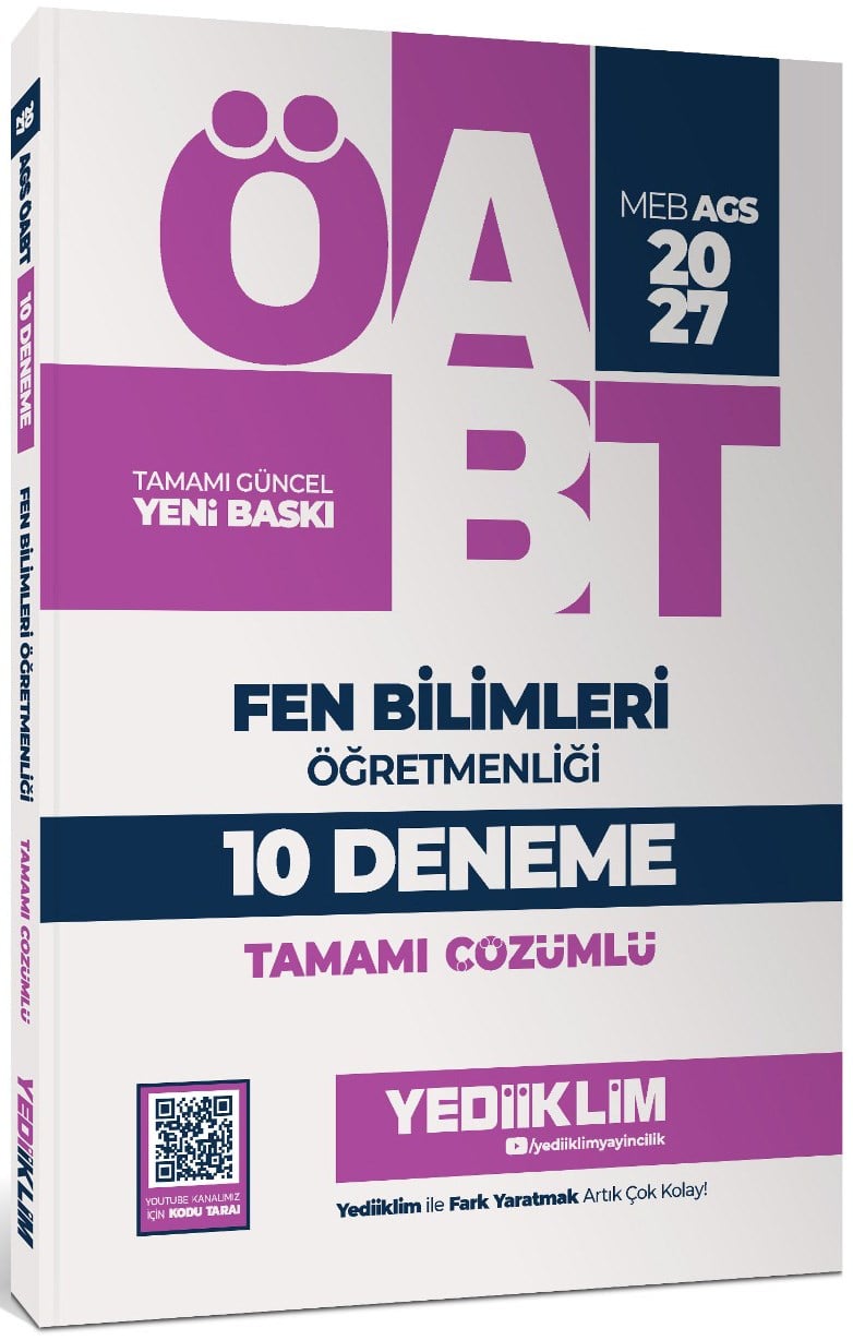 Yediiklim Yayınları 2027 MEB AGS ÖABT Fen Bilimleri Öğretmenliği Tamamı Çözümlü 10 Deneme