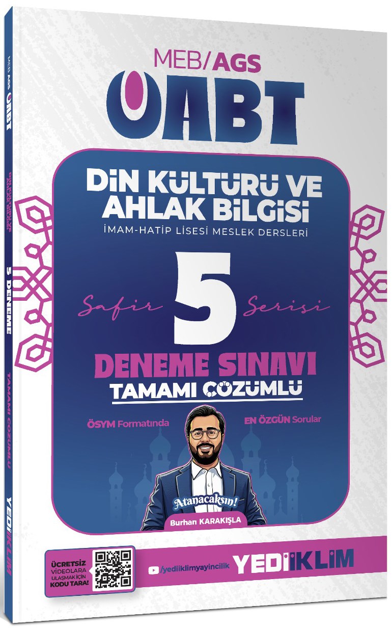 Yediiklim Yayınları 2027 MEB AGS ÖABT Safir Din Kültürü Ve Ahlak Bilgisi Tamamı Çözümlü 5 Deneme Sınavı