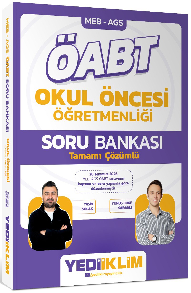 Yediiklim Yayınları 2027 MEB AGS ÖABT Okul Öncesi Öğretmenliği Tamamı Çözümlü Soru Bankası