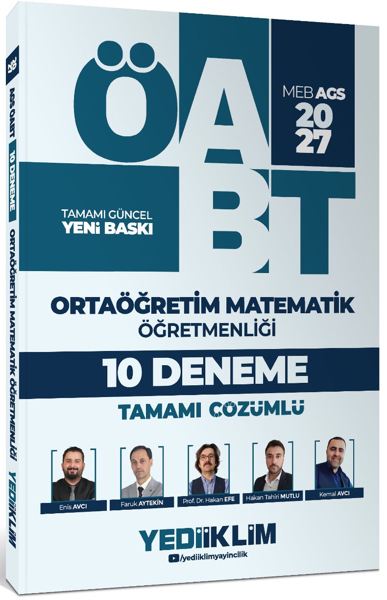 Yediiklim Yayınları 2027 MEB AGS ÖABT Ortaöğretim Matematik Öğretmenliği Tamamı Çözümlü 10 Deneme