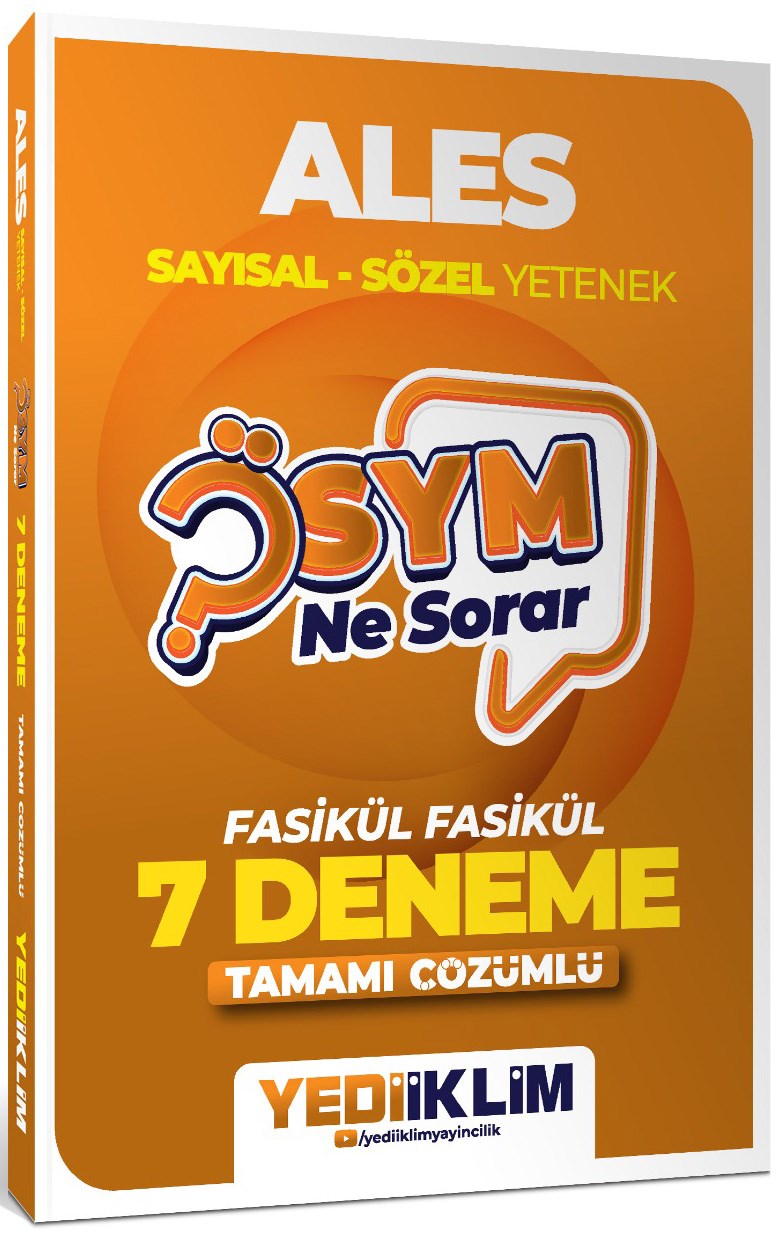 Yediiklim Yayınları 2027 ÖSYM Ne Sorar ALES Tamamı Çözümlü Fasikül 7 Deneme
