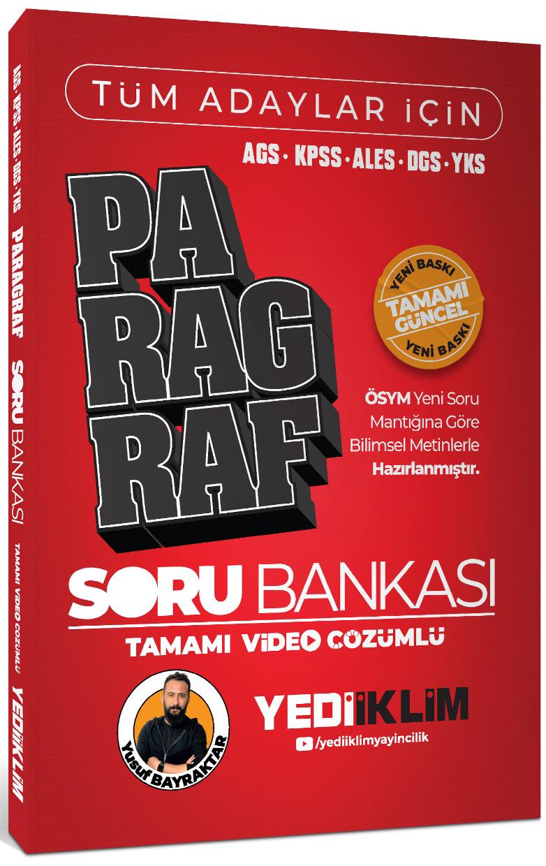 Yediiklim Yayınları AGS KPSS ALES DGS YKS Tüm Adaylar İçin Paragraf Tamamı Video Çözümlü