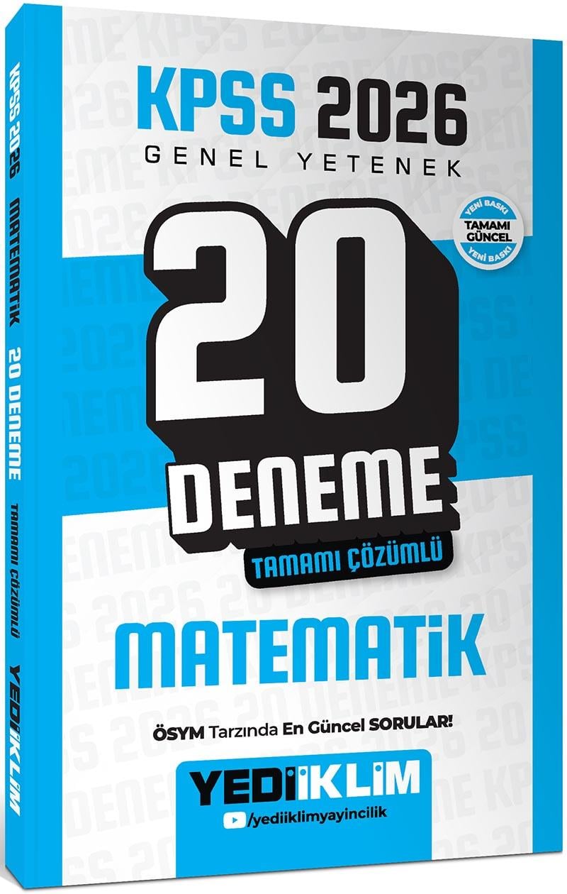 Yediiklim Yayınları KPSS 2026 Genel Yetenek Matematik Tamamı Çözümlü 20 Deneme