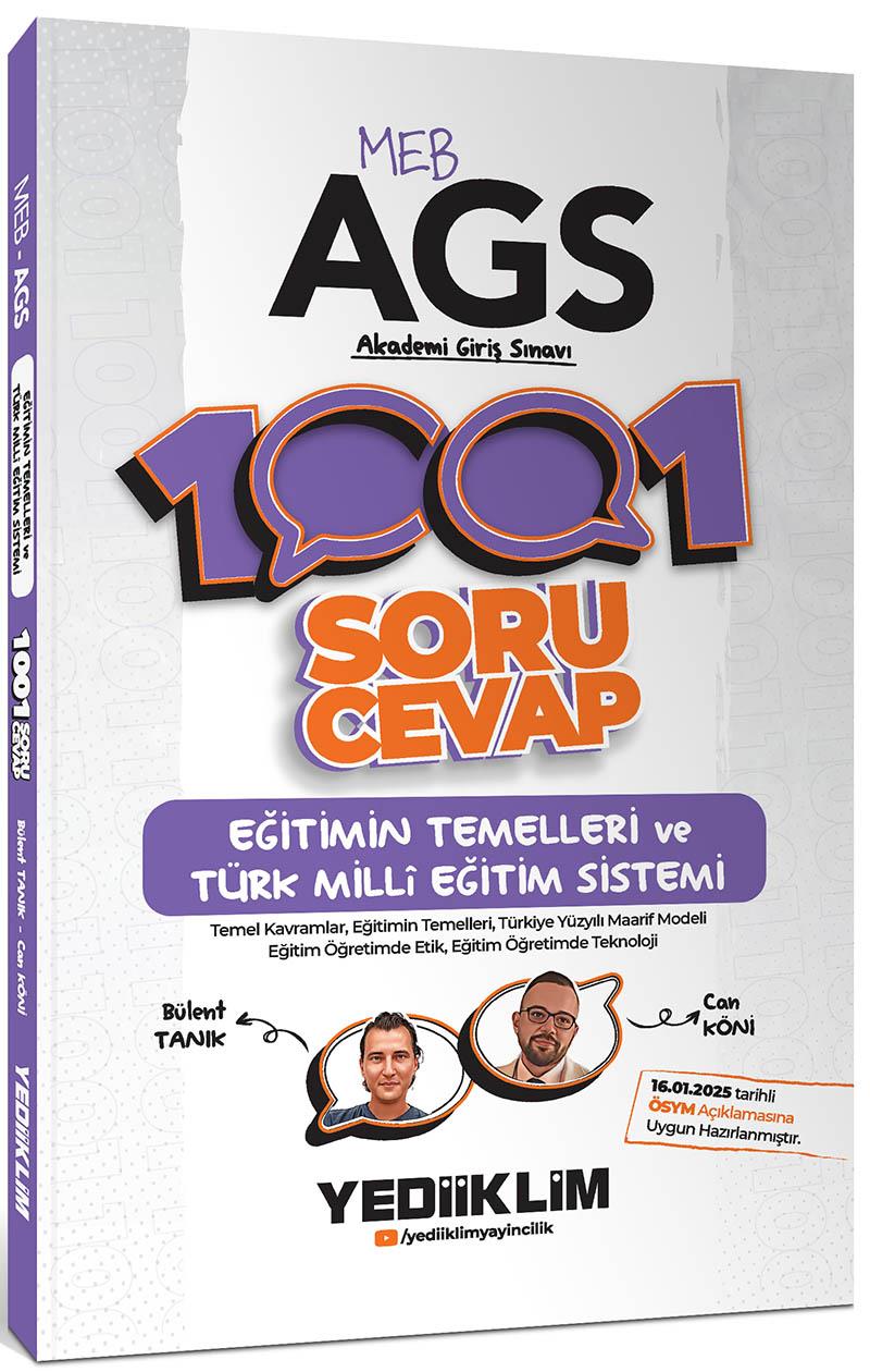 Yediiklim Yayınları MEB AGS Eğitimin Temelleri ve Türk Milli Eğitim Sistemi 1001 Soru Cevap