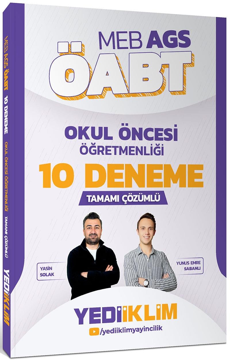 Yediiklim Yayınları MEB AGS ÖABT Okul Öncesi Öğretmenliği Tamamı Çözümlü 10 Deneme