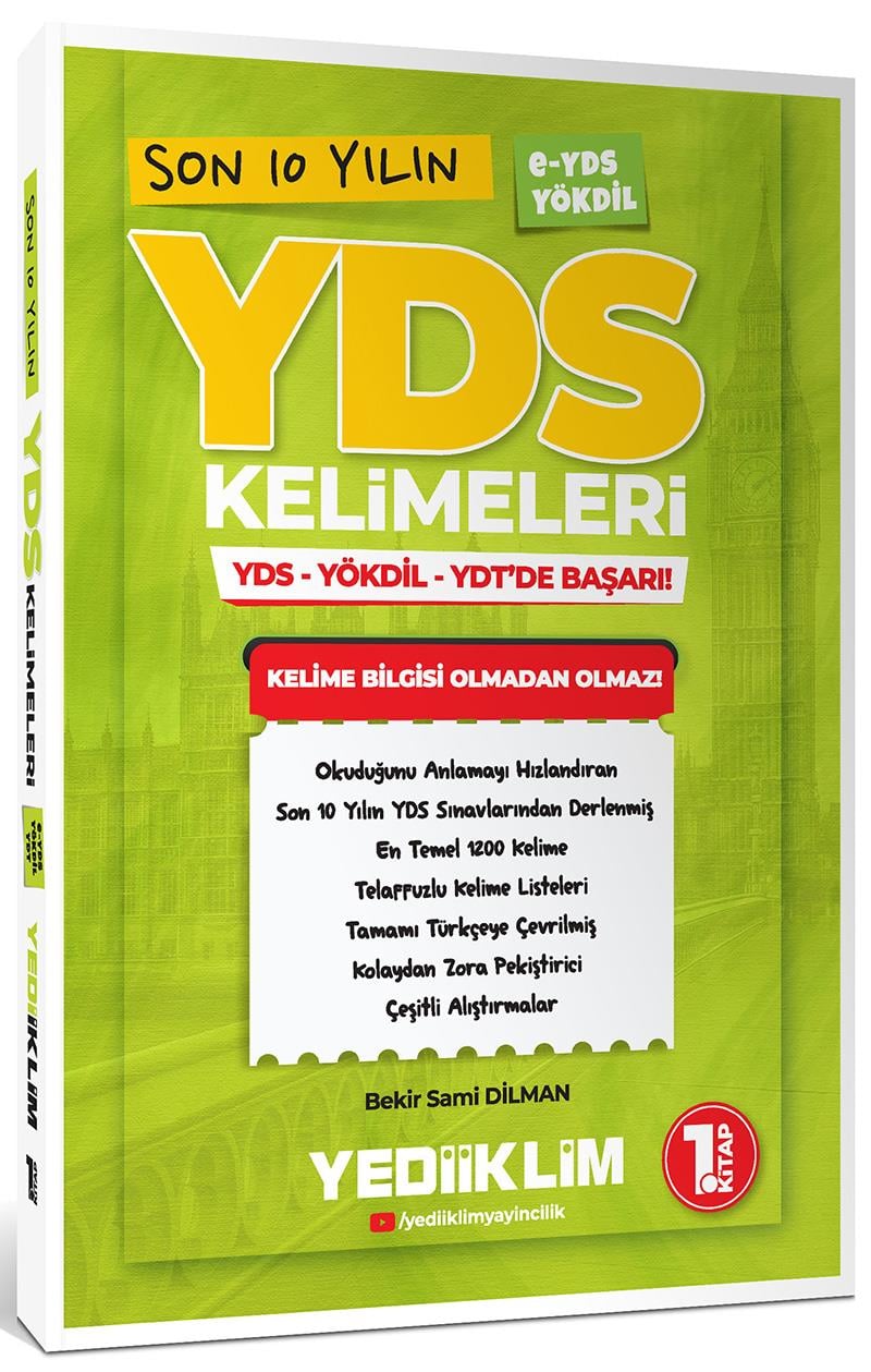 Yediiklim Yayınları Son 10 Yılın YDS Kelimeleri 1.Kitap