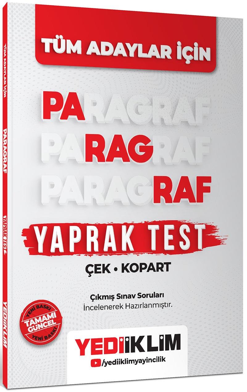 Yediiklim Yayınları Tüm Adaylar İçin Paragraf Çek Kopart Yaprak Test