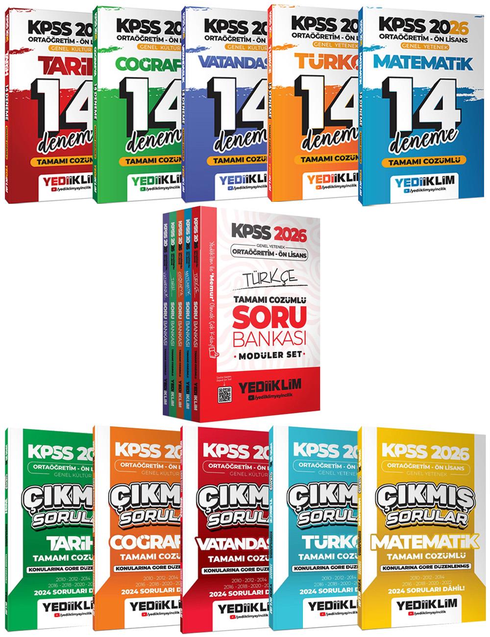 Yediklim 2026 KPSS Ortaöğretim Ön Lisans Altın Soru Set 15 Kitap