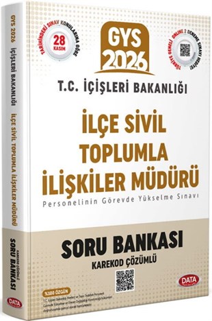 Data Yayınları 2026 GYS T.C. İçişleri Bakanlığı İlçe Sivil Toplumla İlişkiler Müdürü Tamamı Çözümlü Soru Bankası