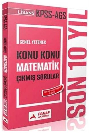 Paraf Akademi 2026 KPSS MEB AGS Lisans Matematik Son 10 Yıl Konu Konu Çıkmış Sorular