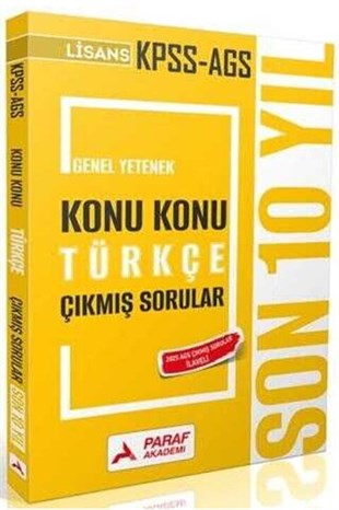Paraf Akademi 2026 KPSS MEB AGS Lisans Türkçe Son 10 Yıl Konu Konu Çıkmış Sorular