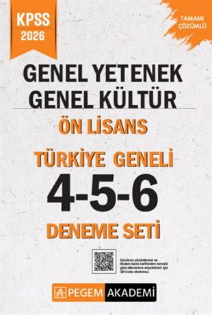 Pegem Yayınları 2026 KPSS Genel Yetenek Genel Kültür Ön Lisans Türkiye Geneli 4-5-6 Deneme Seti