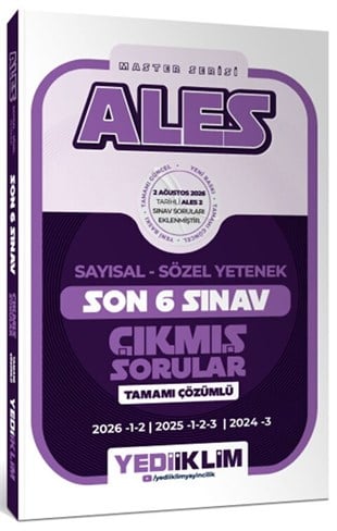 Yediiklim Yayınları ALES Sayısal Sözel Yetenek Tamamı Çözümlü Master Serisi Son 6 Sınav Çıkmış Sorular