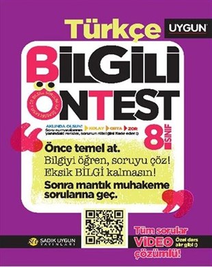 Sadık Uygun Yayınları 8. Sınıf Türkçe Bilgili Ön Test