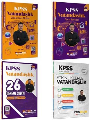 Yediiklim 2026 KPSS Atölye Serisi Vatandaşlık Konu+Soru+Deneme+Etkinliklerle Vatandaşlık 4 lü Set