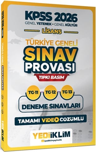 Yediiklim 2026 KPSS Lisans GY-GK Türkiye Geneli Sınav Provası Tıpkı Basım 11-12-13 Deneme Sınavları Tamamı Video Çözümlü