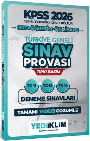 Yediiklim 2026 KPSS Ortaöğretim Ön Lisans GY-GK Türkiye Geneli Sınav Provası Tıpkı Basım 11-12-13 Deneme Sınavları Tamamı Video Çözümlü