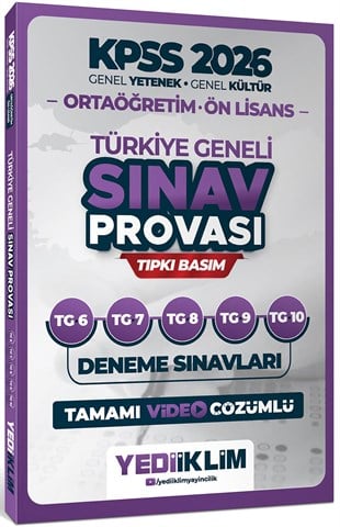 Yediiklim 2026 KPSS Ortaöğretim Ön Lisans GY-GK Türkiye Geneli Sınav Provası Tıpkı Basım 6-7-8-9-10 Deneme Sınavları Tamamı Video Çözümlü
