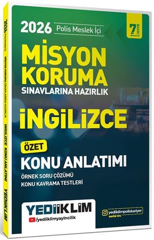 Yediiklim 2026 Polis Meslek İçi Misyon Koruma Sınavlarına Hazırlık İngilizce Konu Anlatımlı Soru Bankası