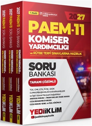 Yediiklim 2027 PAEM Komiser Yardımcılığı ve Rütbe Terfi Sınavlarına Hazırlık Modüler Set Tamamı Çözümlü Soru Bankası 3 Modül