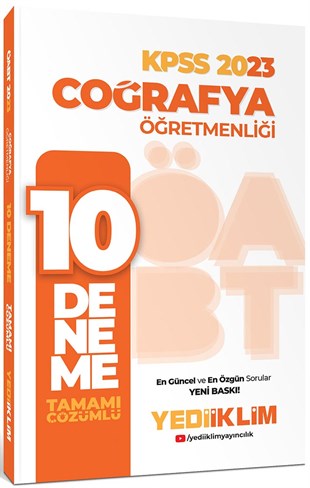 Yediiklim Yayınları 2023 ÖABT Coğrafya Öğretmenliği Tamamı Çözümlü 10 Deneme