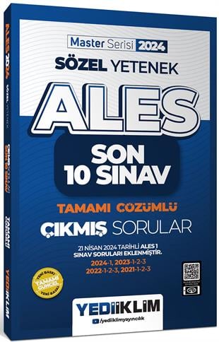 Yediiklim Yayınları 2024 ALES Sözel Yetenek Son 10 Sınav Tamamı Çözümlü  Çıkmış Sorular