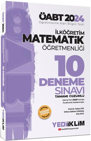 Yediiklim Yayınları 2024  ÖABT İlköğretim Matematik Öğretmenliği Tamamı Çözümlü 10 Deneme Sınavı