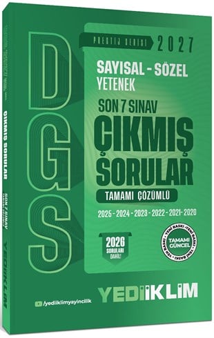 Yediiklim Yayınları 2027 DGS Sayısal Sözel Yetenek Son 7 Sınav Tamamı Çözümlü Çıkmış Sorular