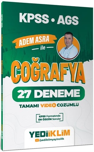 Yediiklim Yayınları 2027 KPSS AGS Adem Asra ile Coğrafya Tamamı Video Çözümlü 27 Deneme