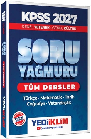 Yediiklim Yayınları 2027 KPSS Genel Yetenek Genel Kültür Tüm Dersler Soru Yağmuru