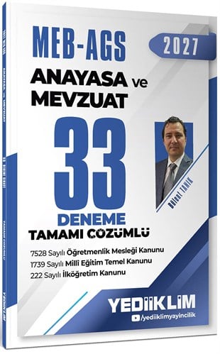 Yediiklim Yayınları 2027 MEB AGS Anayasa ve Mevzuat Tamamı Çözümlü 33 Deneme 