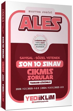 Yediiklim Yayınları ALES Master Serisi Sayısal Sözel Yetenek Tamamı Çözümlü Son 10 Sınav Çıkmış Sorular