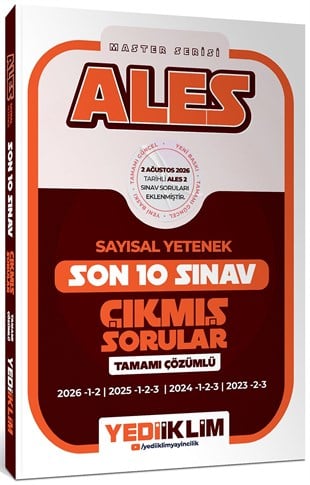 Yediiklim Yayınları ALES Master Serisi Sayısal Yetenek Tamamı Çözümlü Son 10 Sınav Çıkmış Sorular