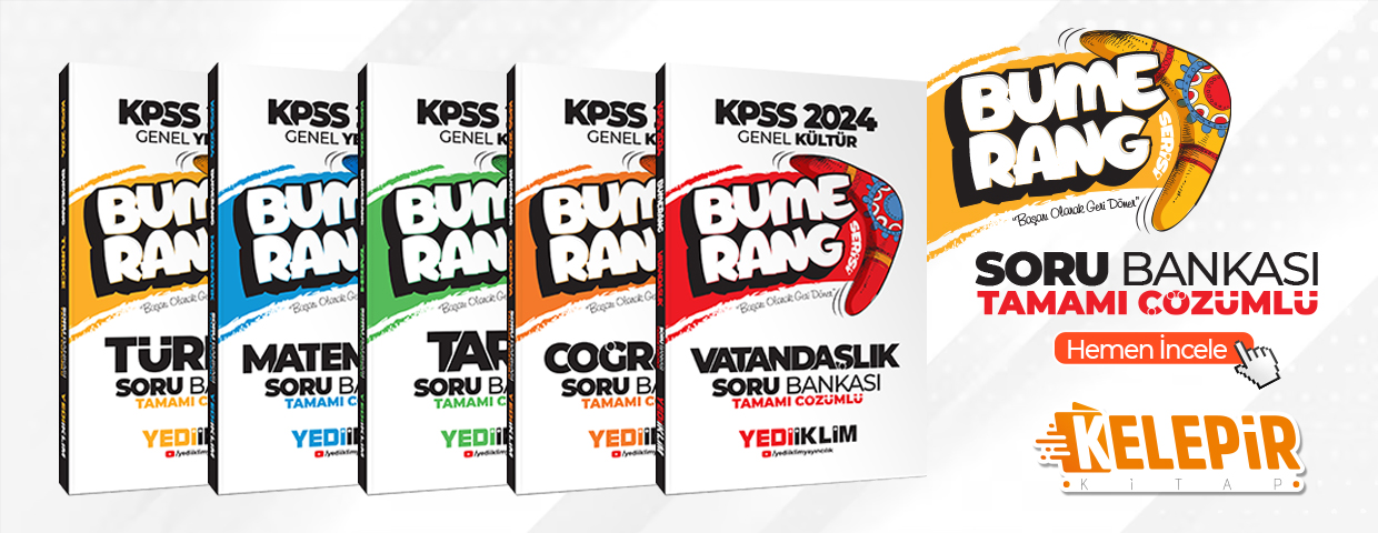 Yediiklim Yayınları 2024 KPSS GY-GK Bumerang Tamamı Çözümlü Soru Bankası Çıktı