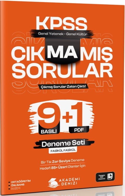 Akademi Denizi KPSS GY GK Çıkmamış Sorular 9+1 Deneme Seti